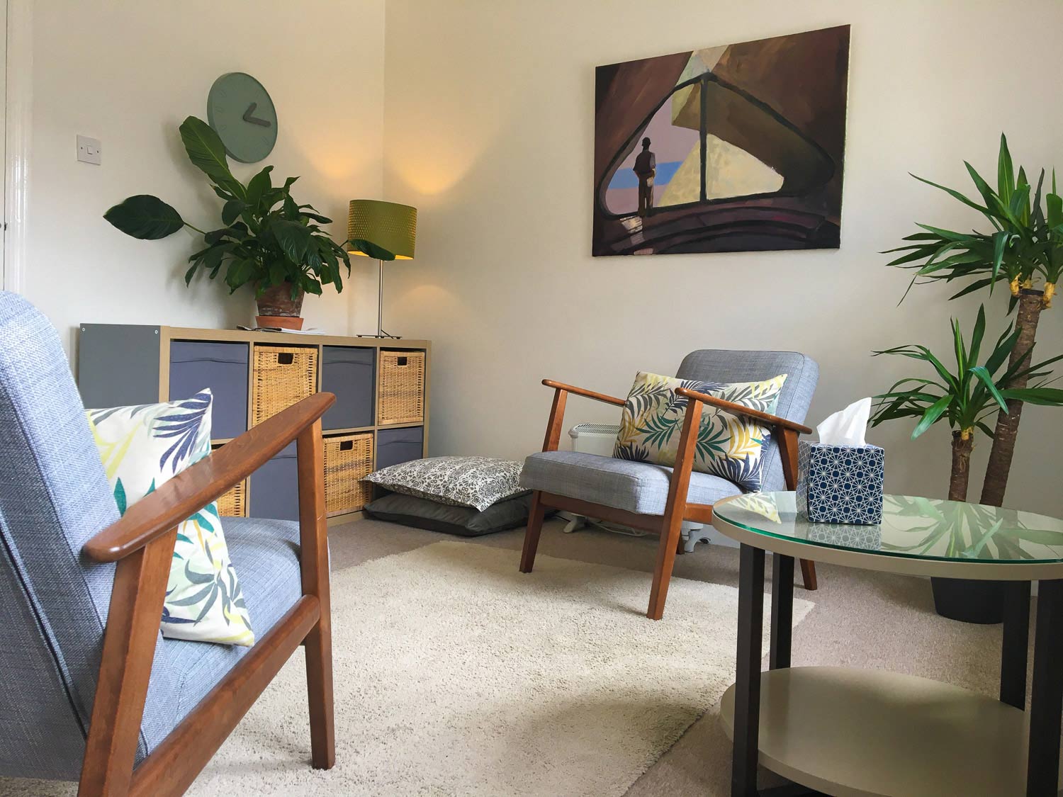 A calm, private therapy room at The Iveagh Practice, Dublin 2